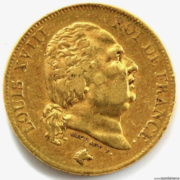 Louis XVIII 40 francs 1816 Perpignan