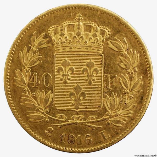 Louis XVIII 40 francs 1816 Bayonne