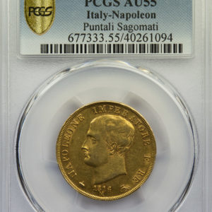 Napoleon I 40 lire 1814 Milan PCGS AU55