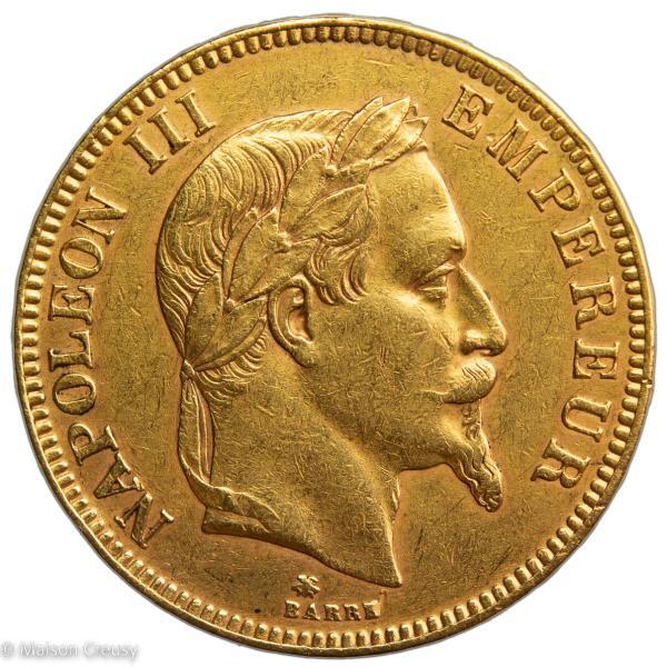 100 francs laurée de Napoléon III frappé en 1869 à Paris à 28872 exemplaires